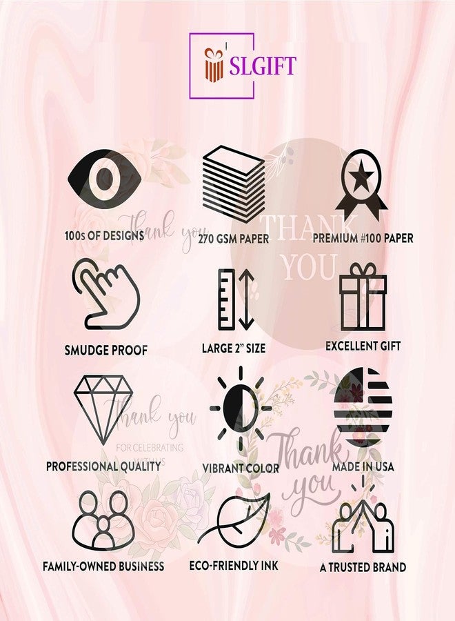 SLGIFT Vinyl Thank You Theme Sticker, Self-Adhesive Vinyl Stickers, 40 Pieces, 2 x 2 Inches Round Sticker, 4 Unique Designs, R108 - Image 5